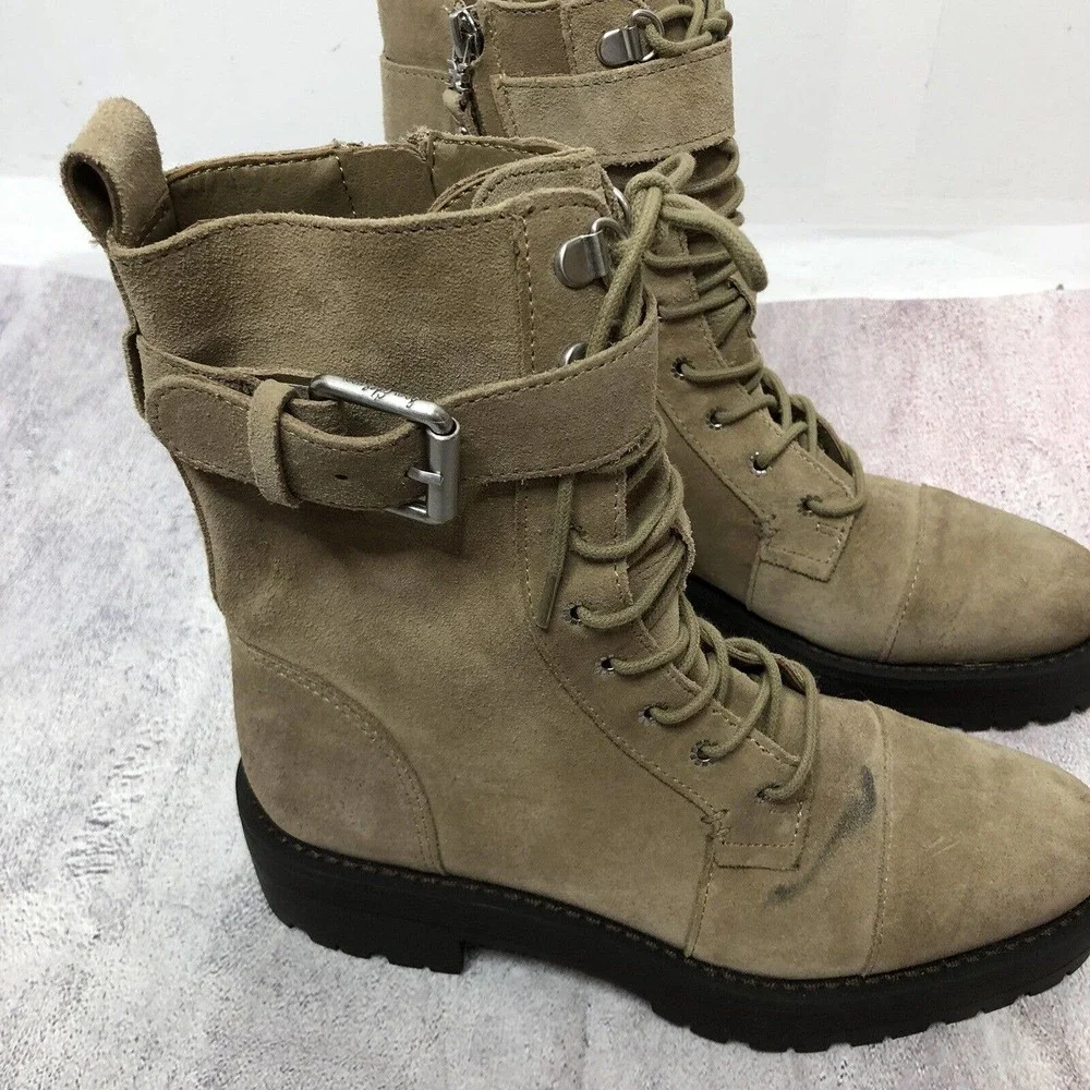 NEW Sam Edelman Womens Junip Combat Boots Size 6 Suede‎ Leather Lace Up FLAW